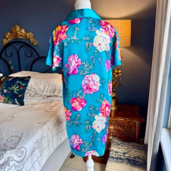 Victoria's Secret 100% Silk Vintage 90s Colourful Floral Nightie Sleep Shirt - Picture 7 of 14